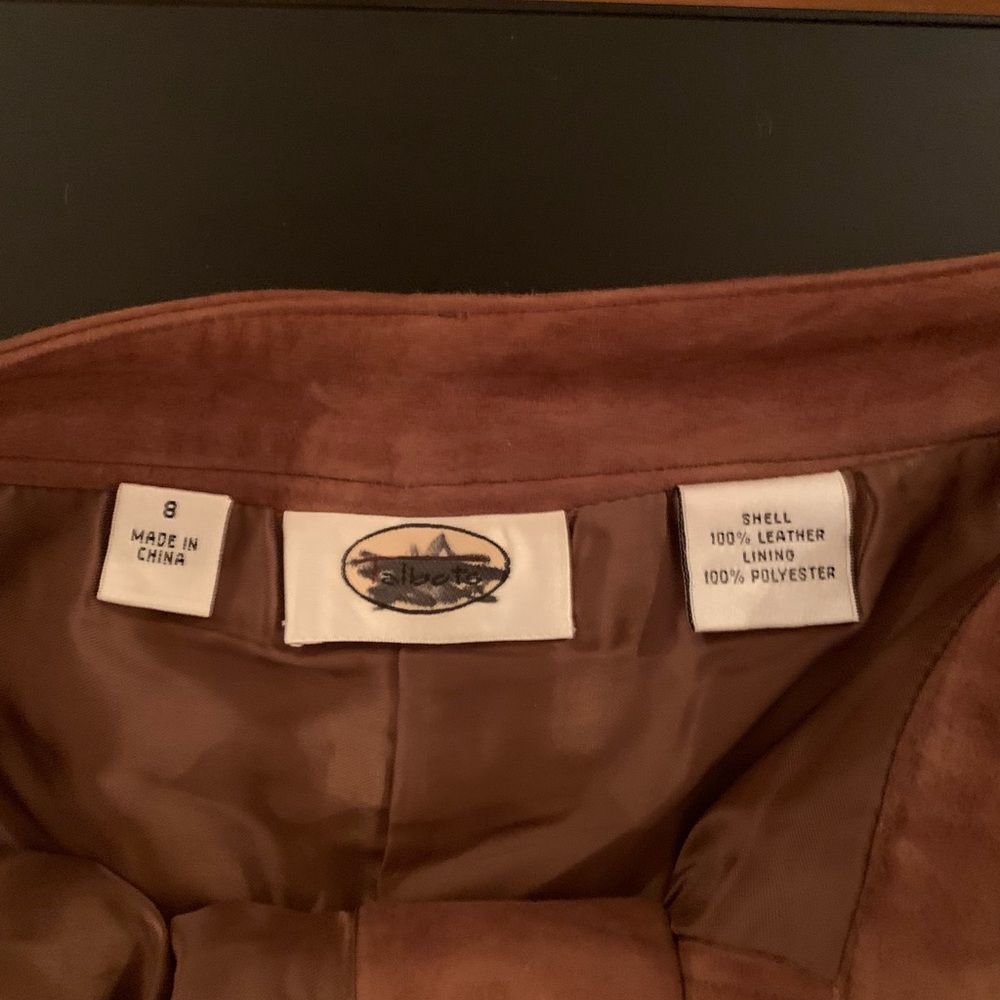 Brown Suede Leather Pants Talbots Size 8 - Picture 9 of 10